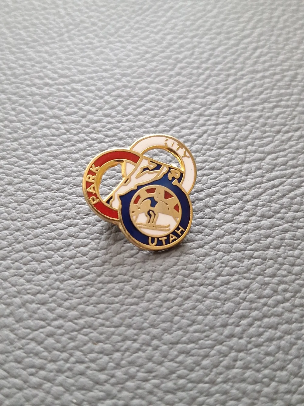 Vintage Park City Enamel Brooch in Red, White & Blue